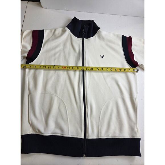 American Eagle Track Jacket Adult Large White Full Zip Pockets Embroidered Logo - Picture 4 of 7